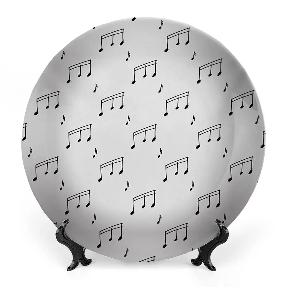 Ceramic Plates, Music Decorative Ceramic Plates, Musical Notes Theme Melody Sonata Hand, for Dining, Parties, Wedding,