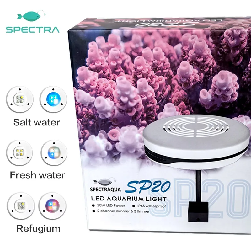 

Spectra SP20 AQUARIUM Светодиодный светильник 20 Вт с морской водой для кораллового рифа/пресноводной/REFUGIUM аквариума