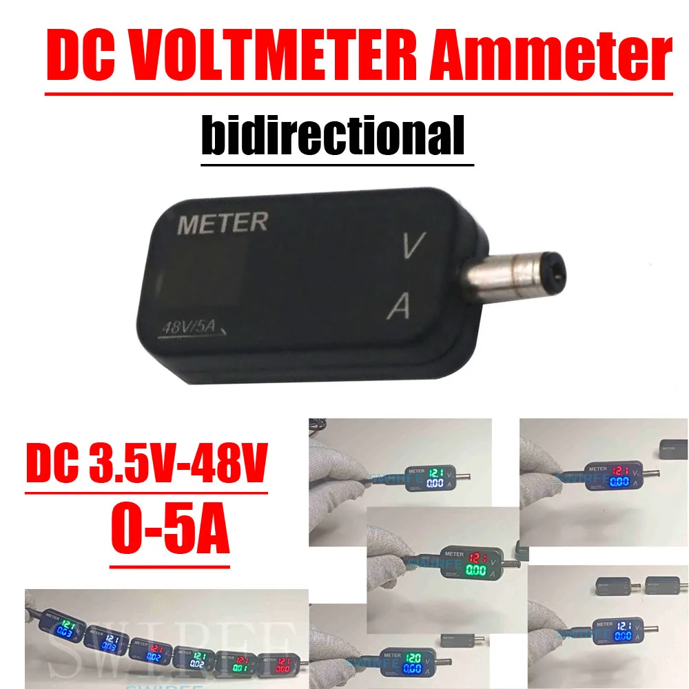 Voltímetro Bidirecional com Dual Display Led Digital Tensão Medidor de Corrente 240w 48v 5a 5v 12v 15v 24v 36v 5525 5521
