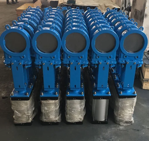 bidirectional QT450 ductile iron DN150 pneumatic knife gate valve