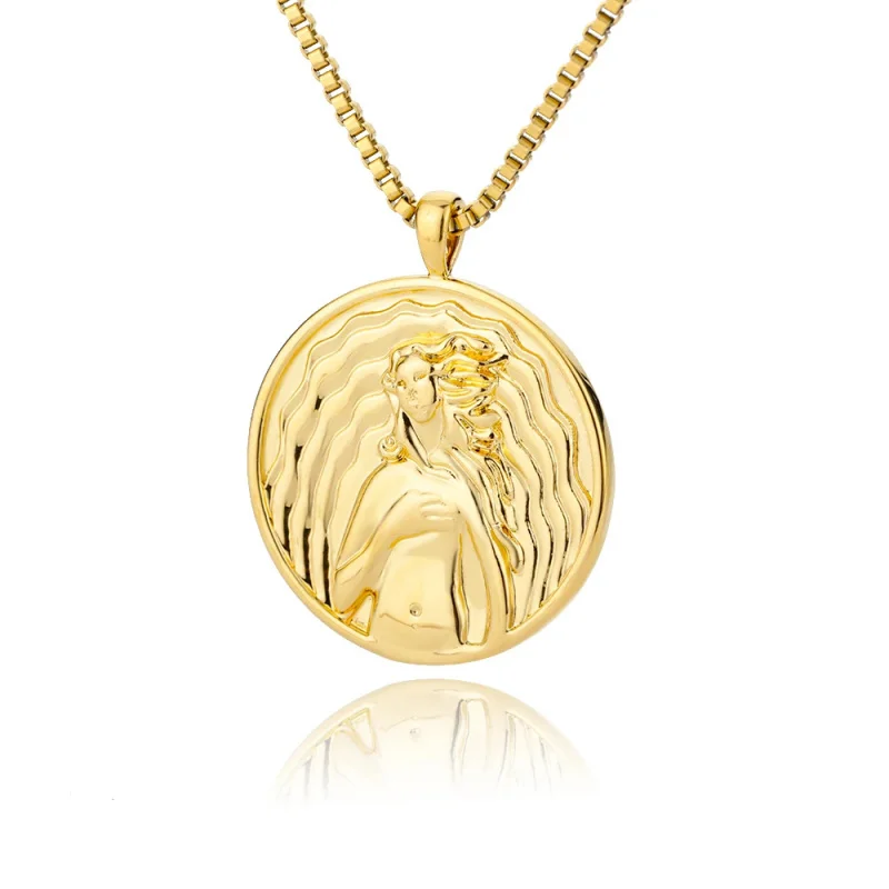 Collier esthétique avec pendentif pièce de monnaie déesse Athéna pour femme, en acier inoxydable, style vintage, bijoux, collier ras du cou, Collier Femme