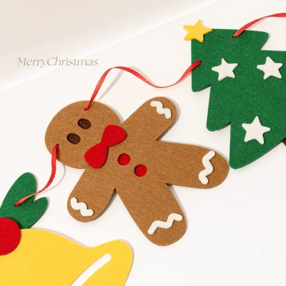 Hanging Ornaments Christmas Banner Festive Garland Felt Material Merry Christmas Decor Pull Flag Design Christmas Theme