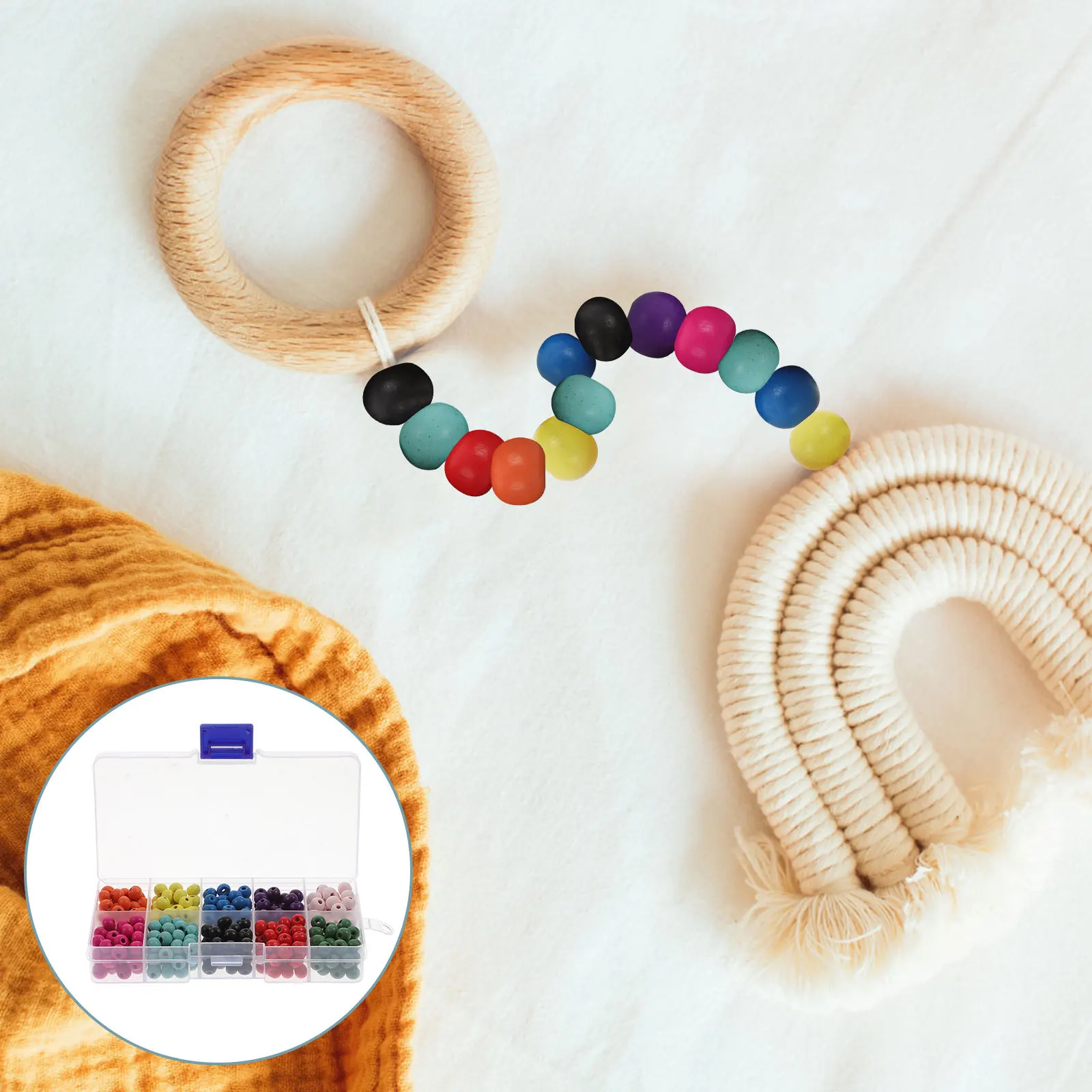 

1 Box Round Wooden Diy Jewelry Loose For Bracelet Necklace Craft Supplies Mixed Color Wood Beads Handcraft Craft Making