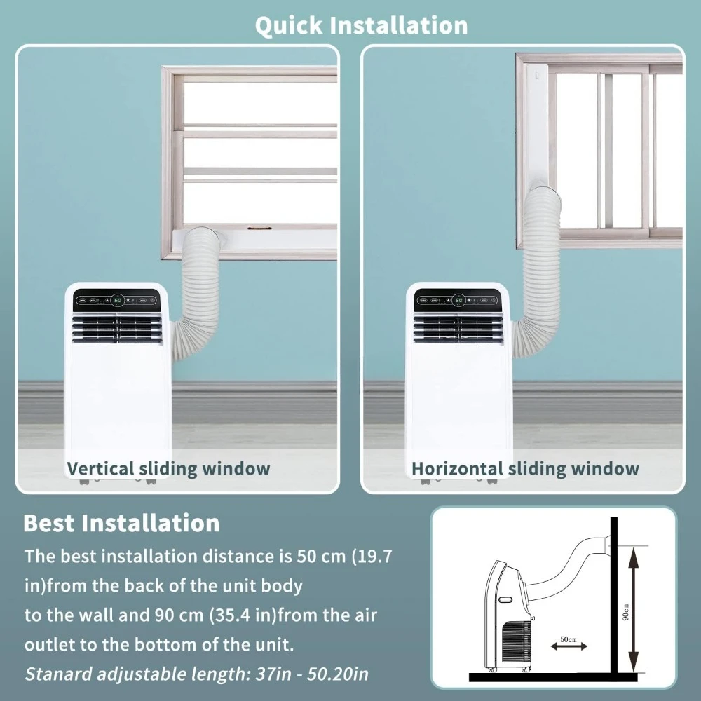 8,000 Btu-Airconditioner, AC-Unit Met Ingebouwde Koel-, Ontvochtiger-En Ventilatormodi, Kamerairconditioner Met Afstandsbediening