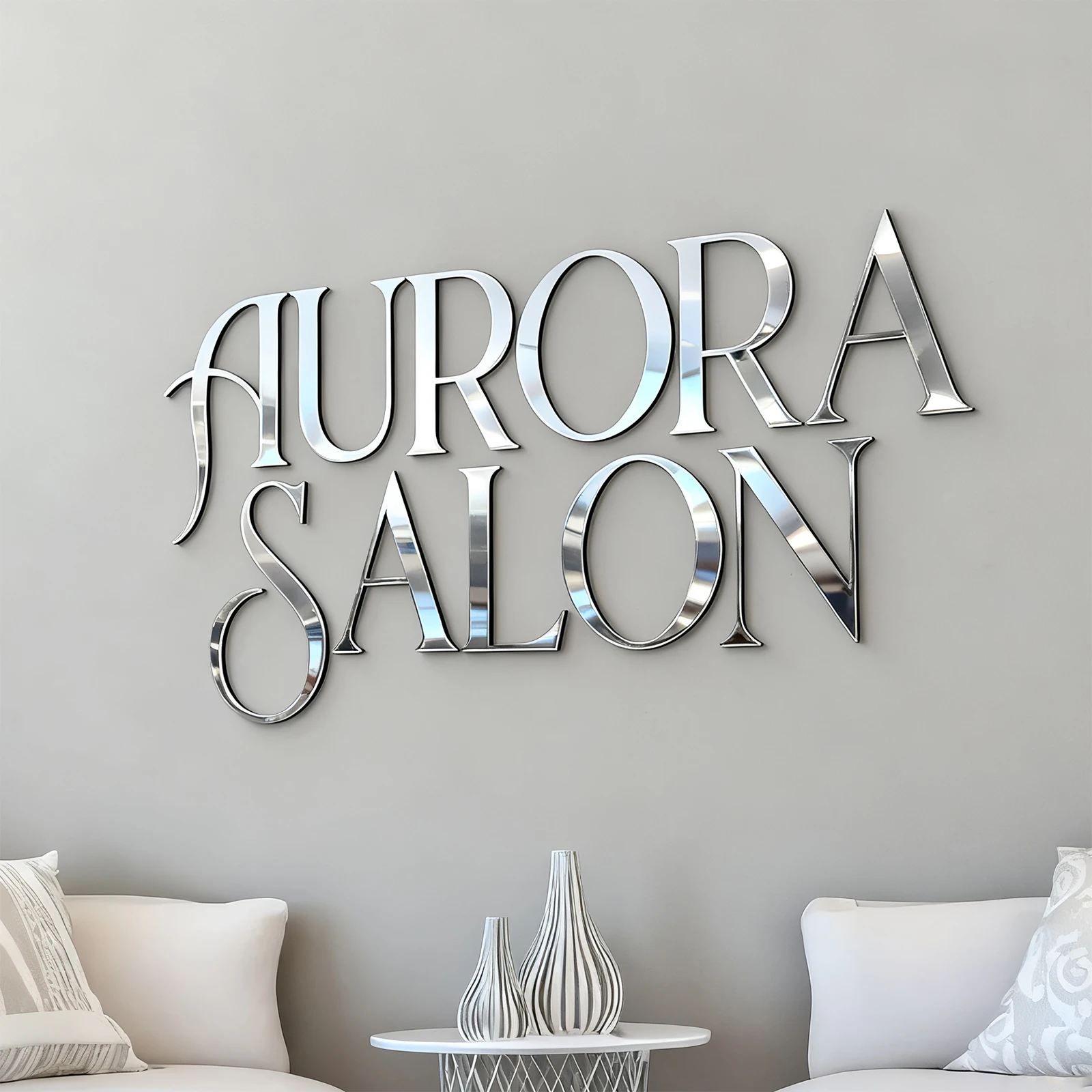 

Personalized Logo Wall Sign Office Business Logo Sign Large Size Acrylic Mirror Wall Sign Custom Letter Sign LOGO beauty salon