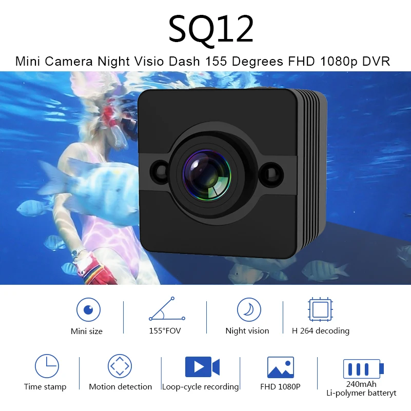 New Arrival SQ12 HD 1080P Mini Camera Night Vision Mini Camcorder Sport Outdoor DV Voice Video Recorder Action Waterproof Camera