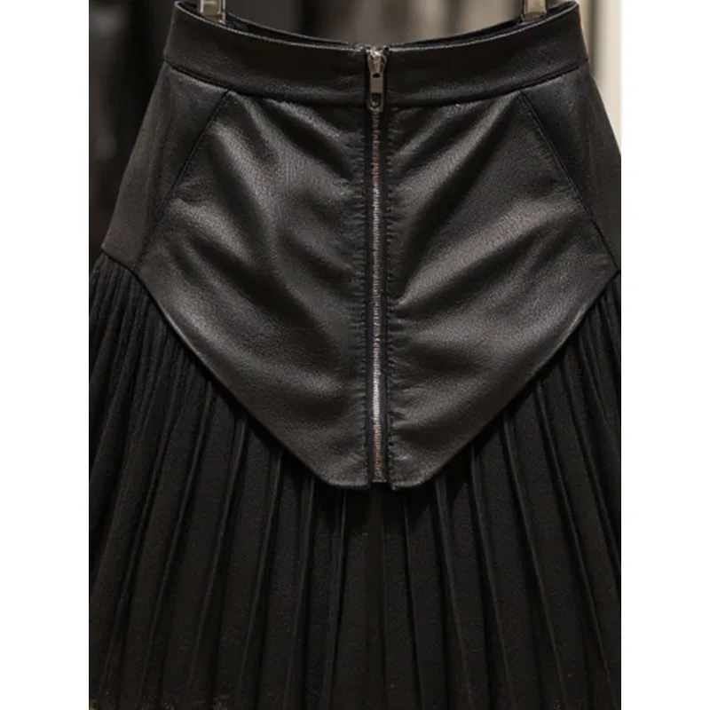 Temperament Spice Girl Pleated Splicing Skirt New Design Sense Fashionable Women's Clothing Beautiful Foreign Style Comfortable
