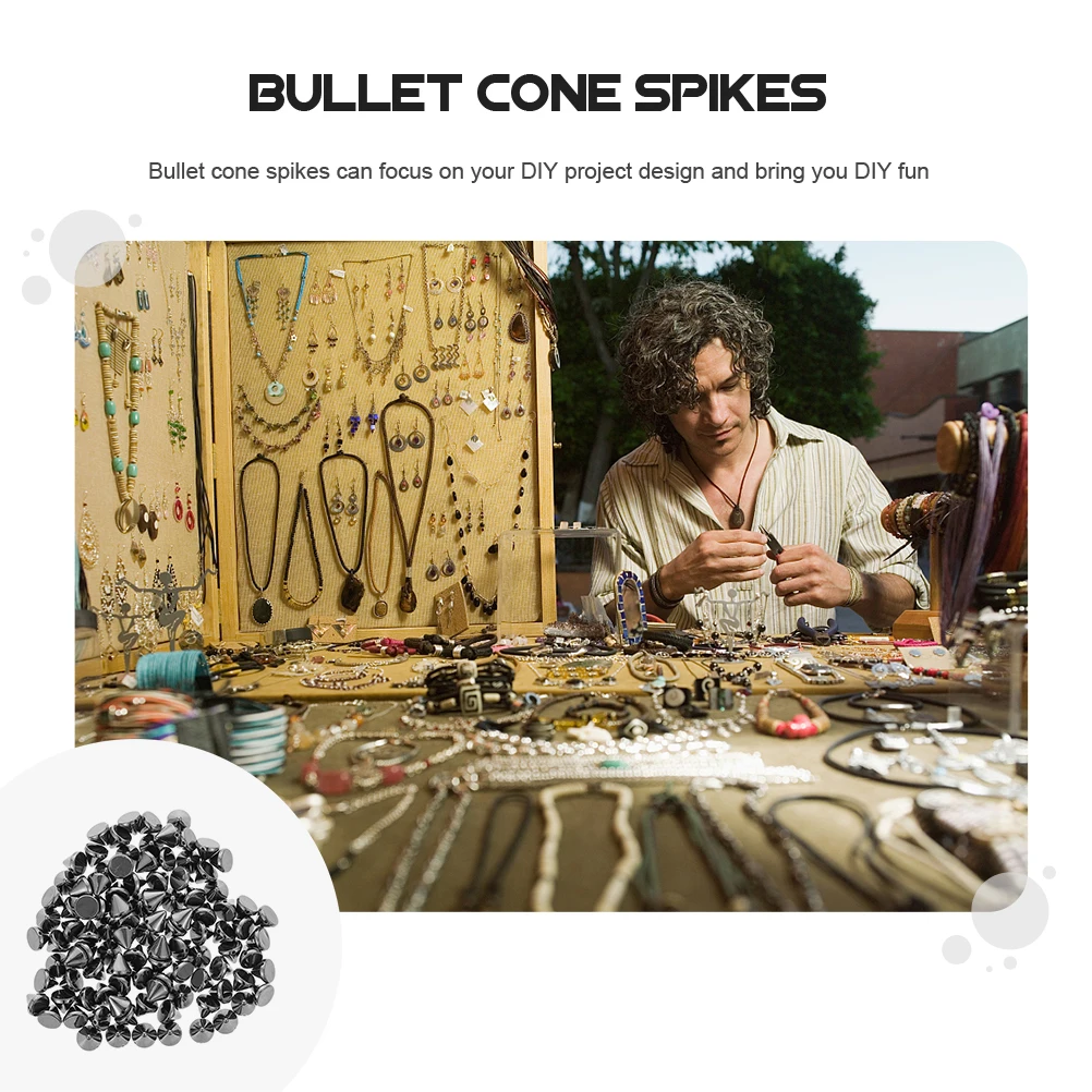 

300 pcs Rivet Hand Sewing Accessories Bullet Cone Spikes Punk Style DIY Decor for Shoes Clothing Denim Spacer Beads