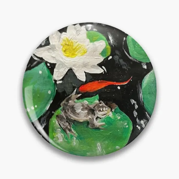 Froggy And Koi On Lily Pad  Soft Button Pin Cartoon Decor Hat Cute Creative Fashion Collar Lapel Pin Badge Brooch Clothes Metal