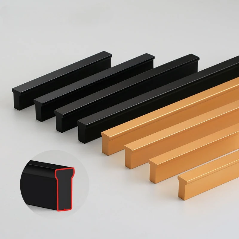 

Modern simple cabinet door cabinet drawer handle aluminum alloy lengthened custom black wardrobe door handles