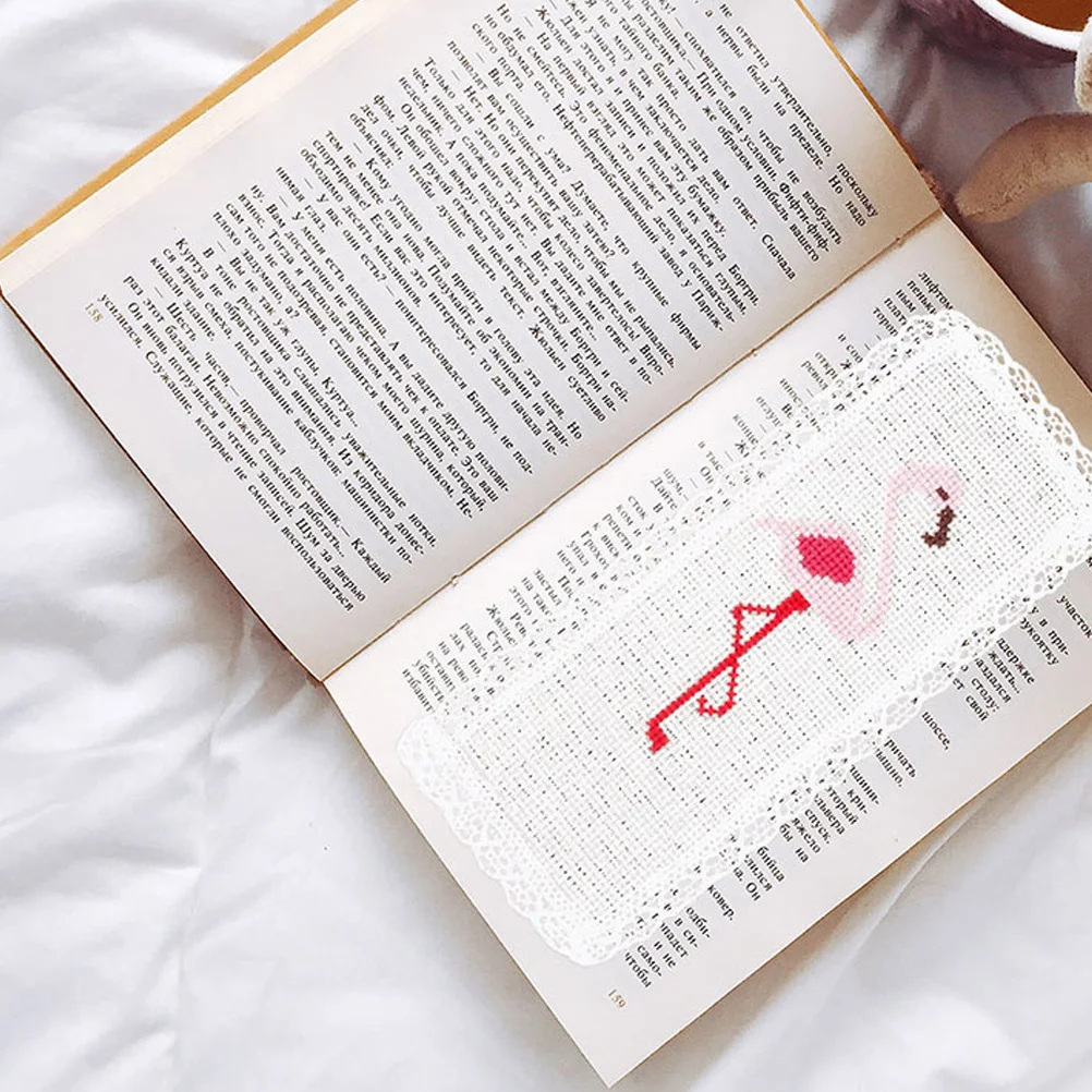 

5pcs Cross Stitch Bookmark Blank White Lace Kit Handmade Stitchable Fabric Your Own DIY Book Lover Embroidery Craft