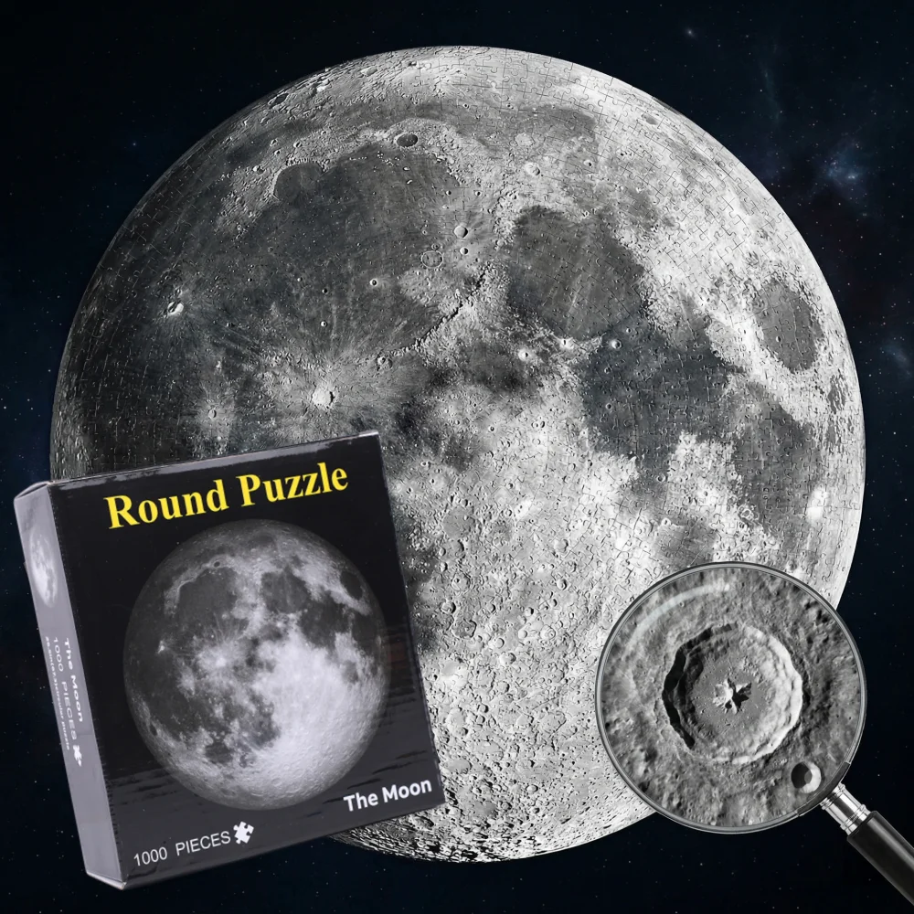 Moon Challenge Jigsaw Puzzle Educational Learning Puzzle Space Flat Puzzle Round Puzzle High Difficulty Toy for Adults
