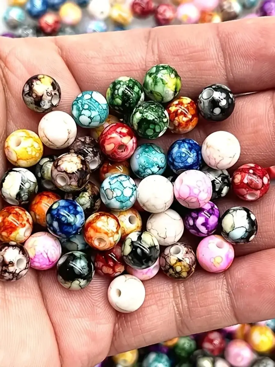 200/100 Stück 8 mm gebrochene lose Acryl-Abstandsperlen für Schmuck, handgefertigt, DIY-Perlen, Armband, Bastelbedarf