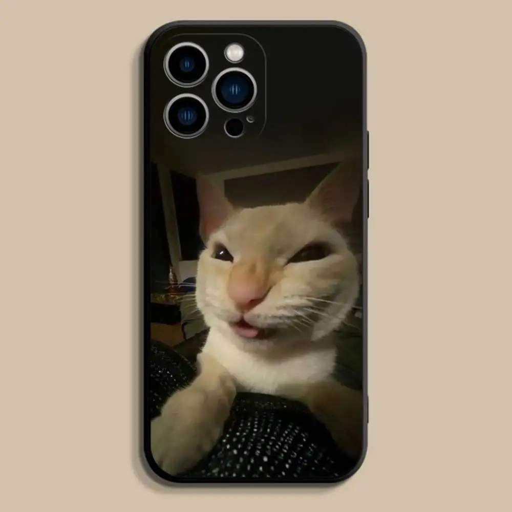Pet Cat Funny memeS Phone Case For iPhone 17,16,15,14,13,12,Pro,Max,Plus,E,SE4,Air,Mini Black Soft Cover