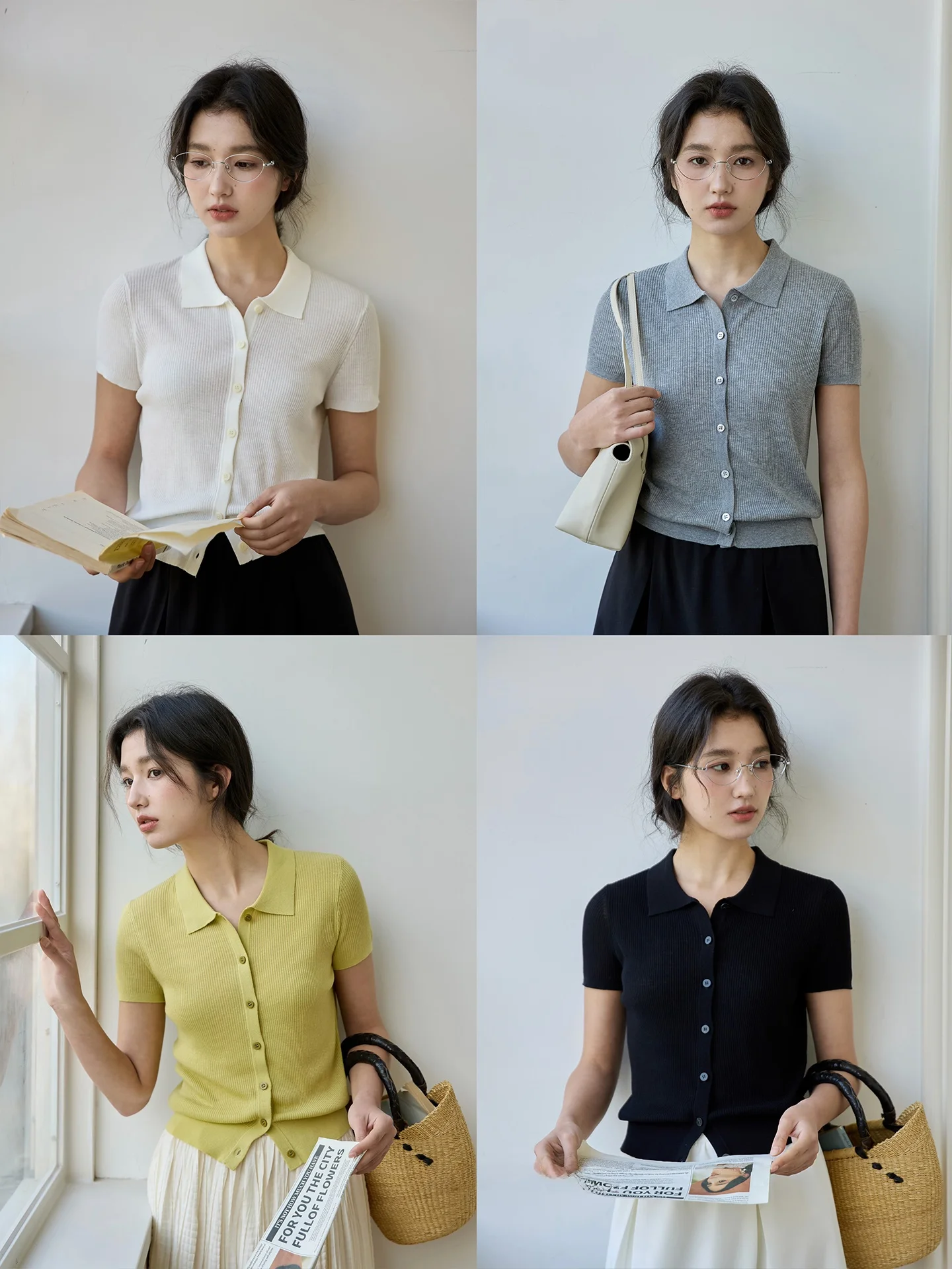 

Ginnkee Mixed Fibre Neck Short Sleeve Knitted Open Cardigan Women's Loose Fit Spring Fashion Casual Wear Polyester Acrylic