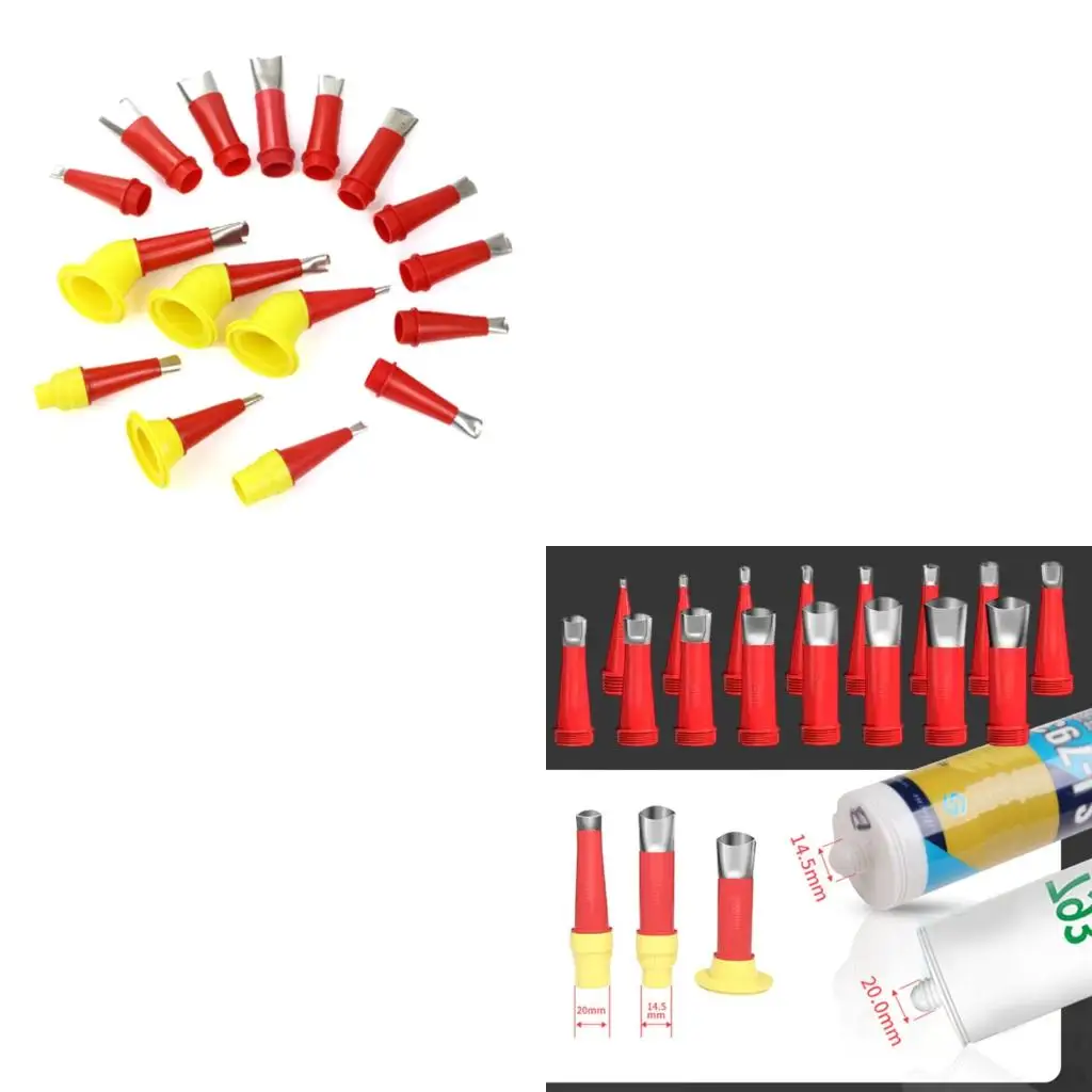  Professional Silicone Caulking Nozzle Applicator 16Nozzles 6Bases Rustproof Tool For Sink Window Bathroom Sealing