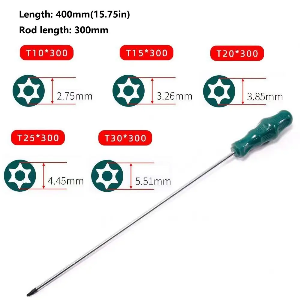 Portable 400mm Torx Screwdriver Extra Long with Hole Repair Screw Driver High Quality Hand Tools Hexagon Screwdriver