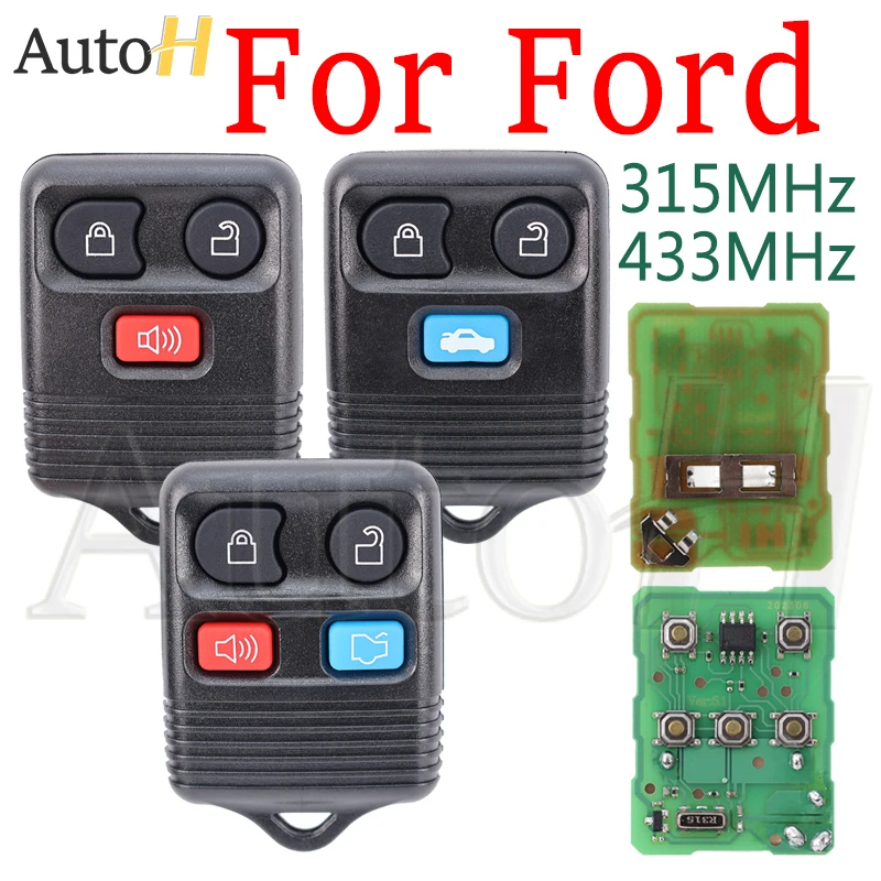 Car Smart Key 315/433MHZ for Ford Explorer Escape 2002 Keyless Entry Remote Control Clicker Transmitter CWTWB1U331 3/4 Buttons