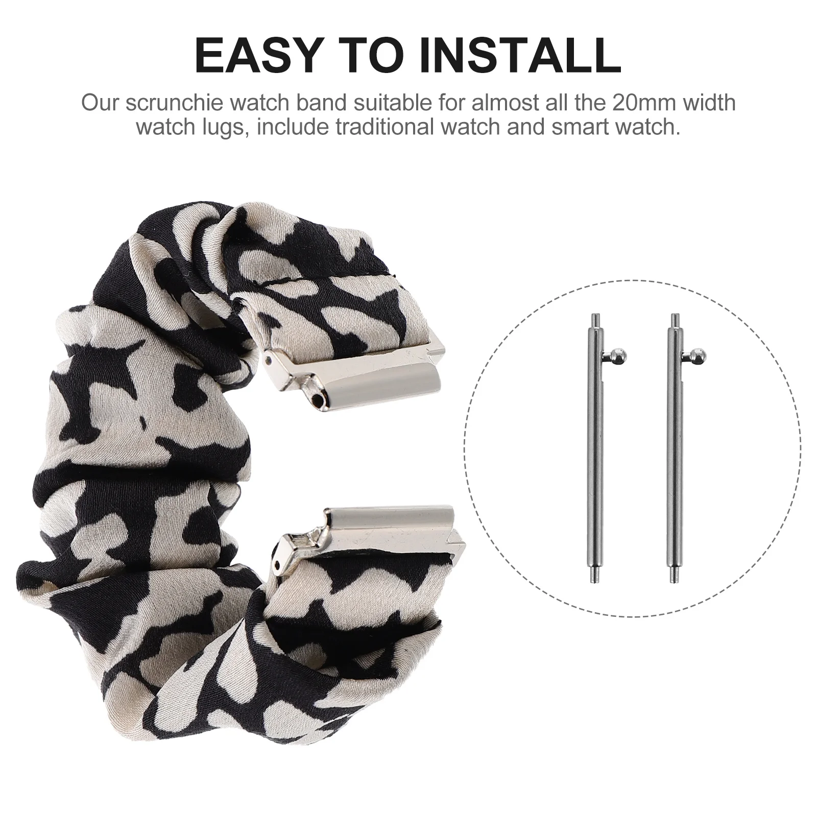 

20mm Scrunchie Watch Strap Soft Comfortable Adjustable Cloth Watchband for Smart Watch Wristband Replacement for Galaxy and More