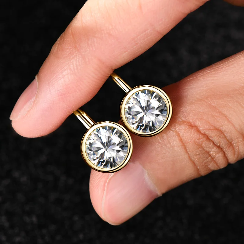 Lnngy Certified 925 Sterling Silver Stud Earring for Women Sparkling Round Cut 8MM 2CT Moissanite Earrings Fashion Jewelry Gift