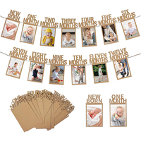 1st Birthday Baby Photo Banner 1 To 12 Months Photo Frame Boy Girl One Year Birthday Party Celebration Decoration Photo Garlands