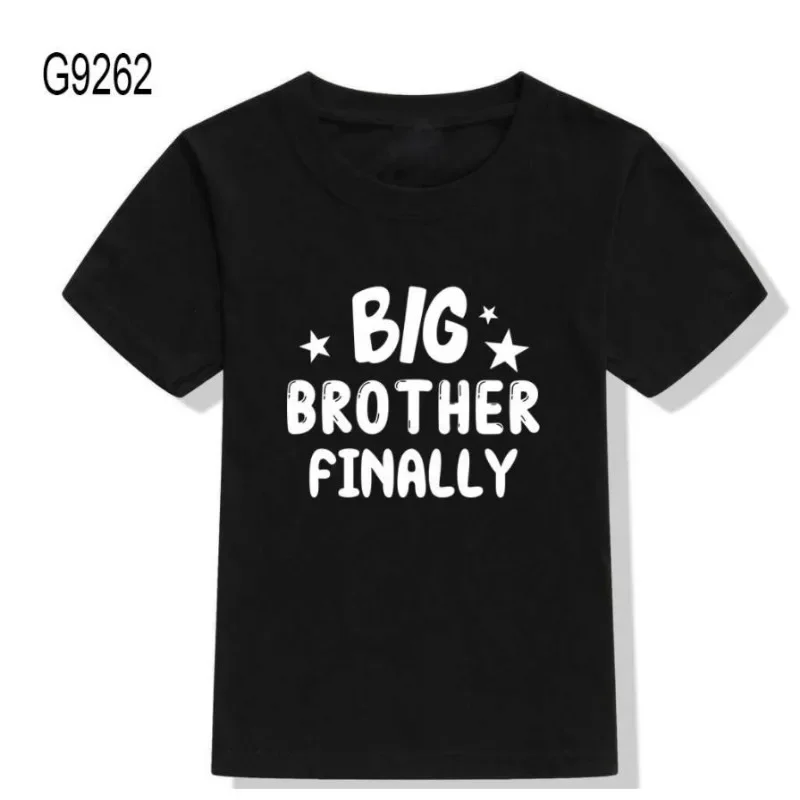 New Sister Monogram Print Black and White Summer Short-sleeved Children's T-shirt with Children's Clothing Boys Girl Clothes image 4