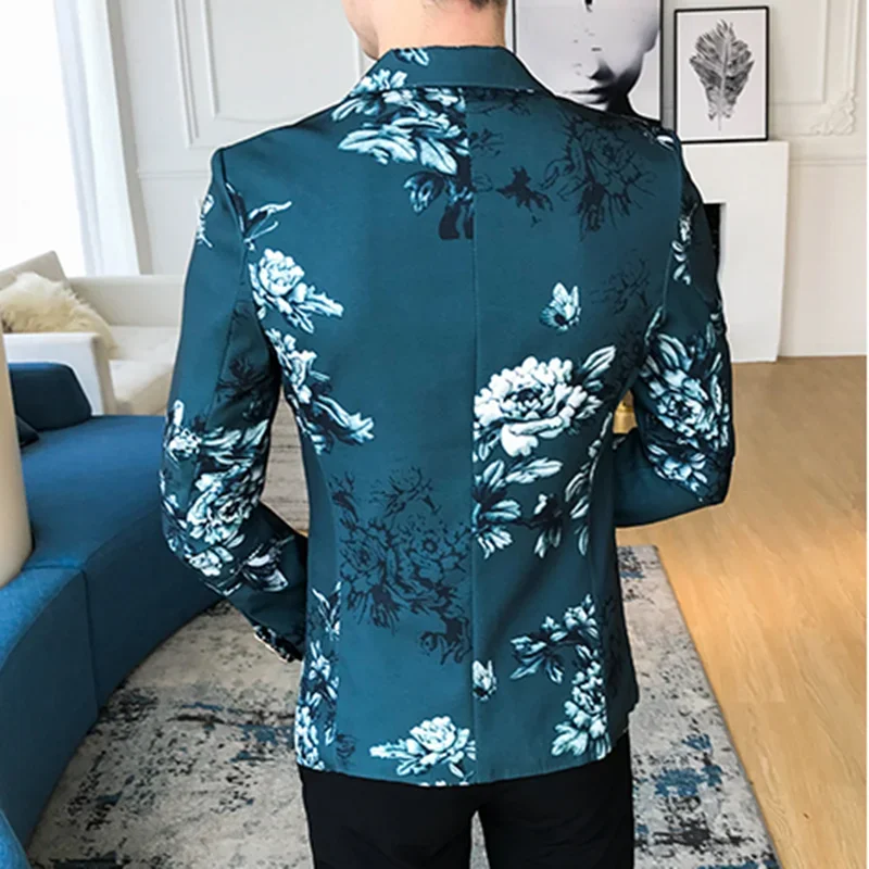 High Quality S-3XL Korean Version Fashion Casual Printing Shopping Travel Party Party Nightclub Dress Men's Slim Suit Jacket