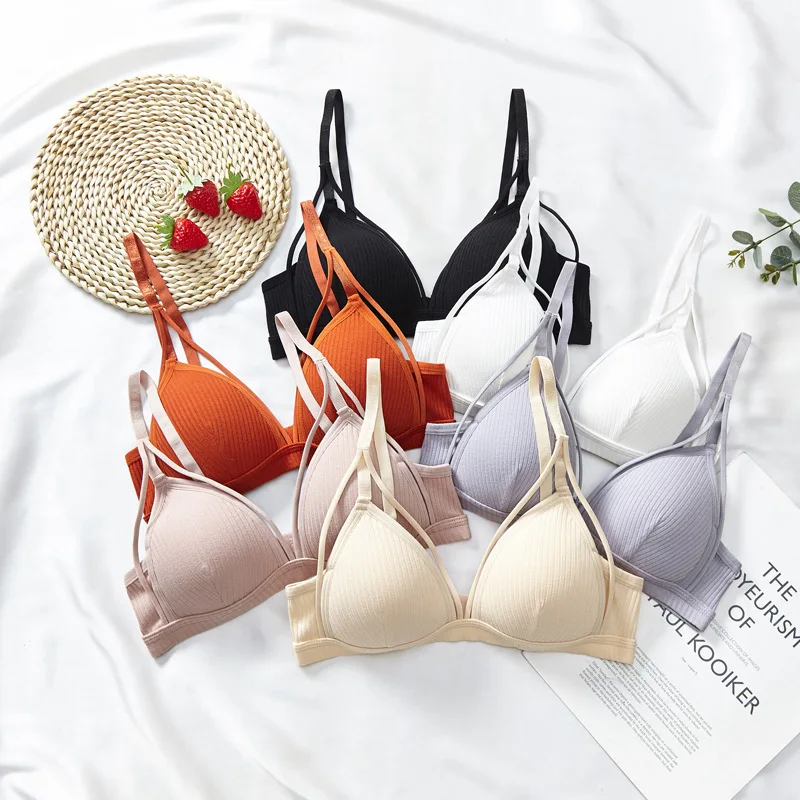 

Sexy Bra with Thin Design Traceless Non-underwire Gathered for Women Small Chest Fashion Triangle Cup Underwear