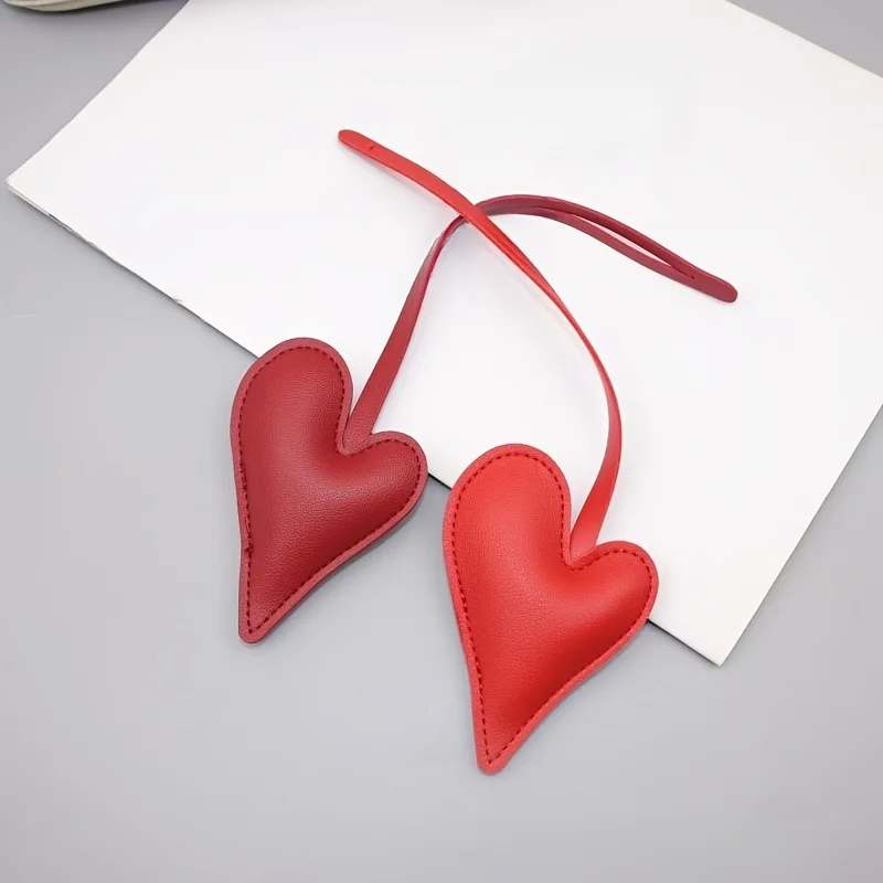 1pc PU Leather Irregular Heart Decoration Various Colors Bag Backpack and Wallet Pendant Car Ornament Keychain Pendant