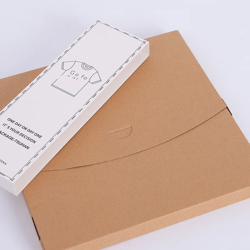 10Pcs Blank Kraft Paper Envelope Packaging Box For T-shirt Box Clothing Express Box Gift Packing Cardboard Box