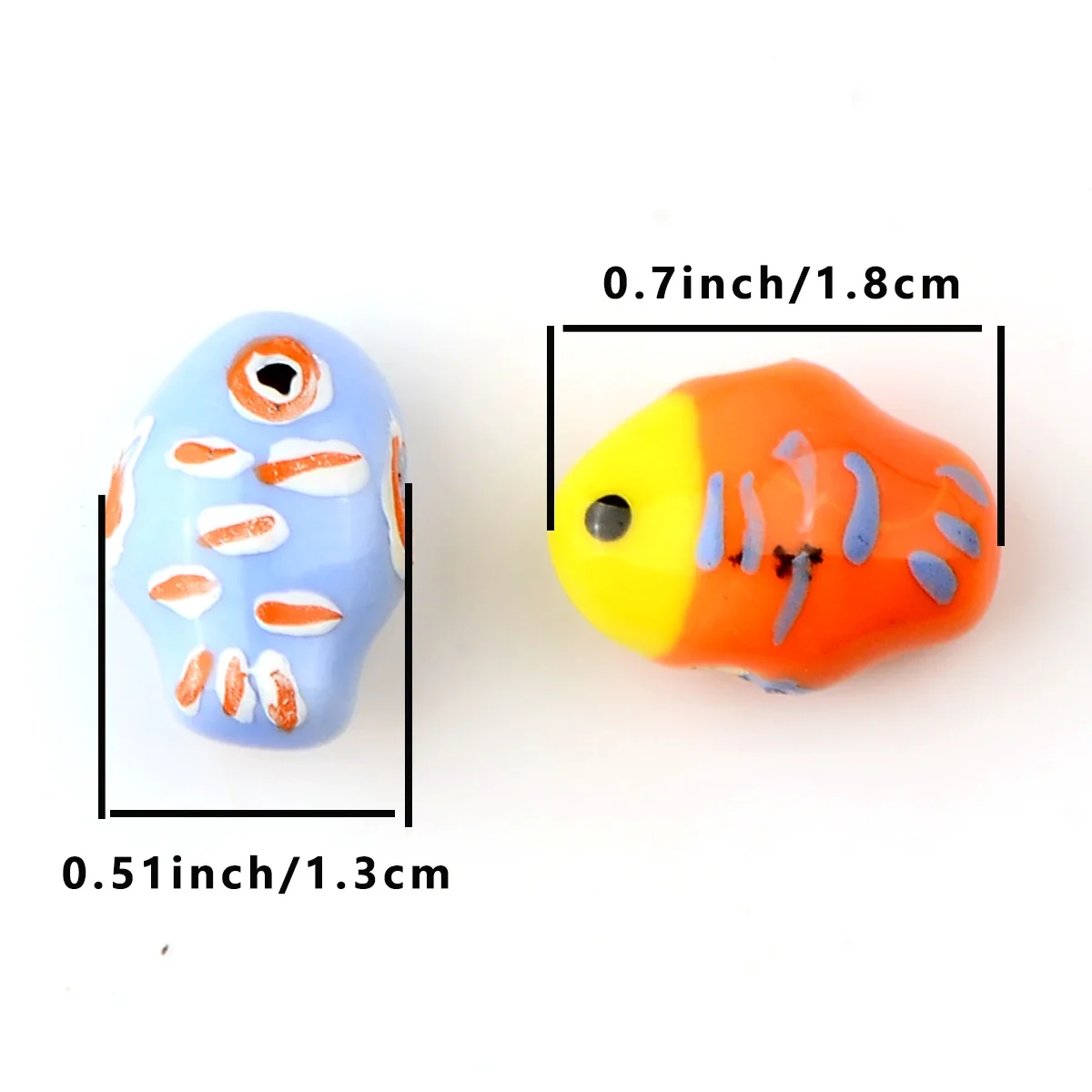 4pcs fish shape Ceramic bead DIY Bracelet Necklace Hole Bead For Jewelry Make Hand-paint color ceramic bead Accessories