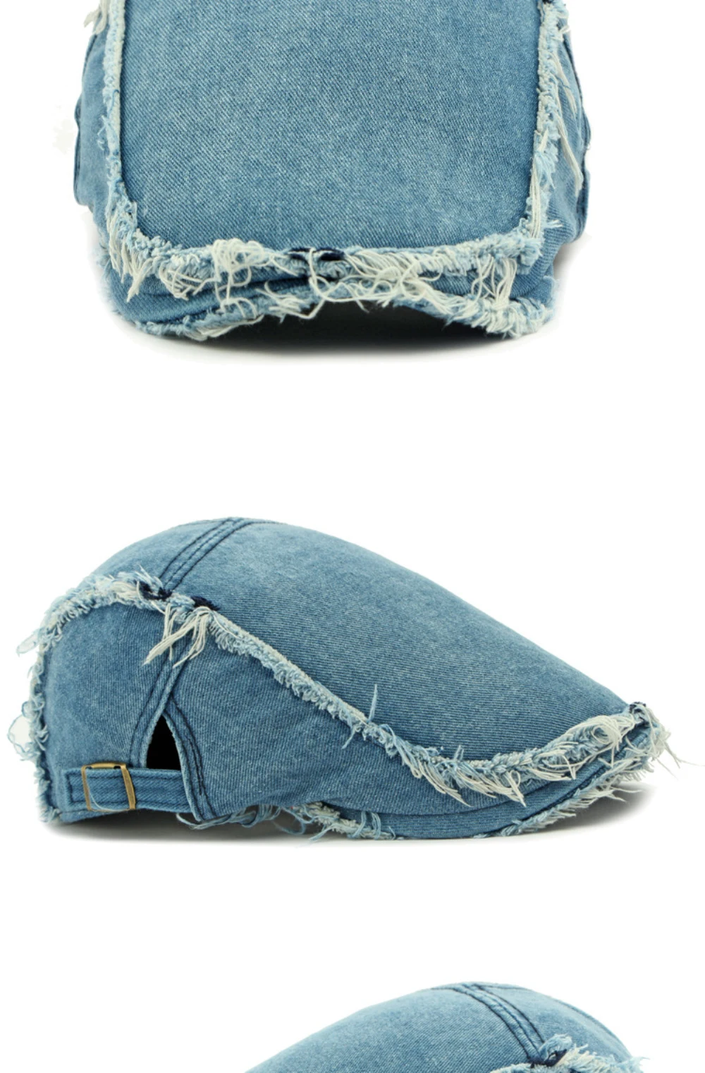 HT4792 Baskenmützen für Herren und Damen, Vintage Künstler-Mütze, Verstellbare Baumwoll-Ivy-Caps, Shabby Denim Baskenmütze – Detail 10