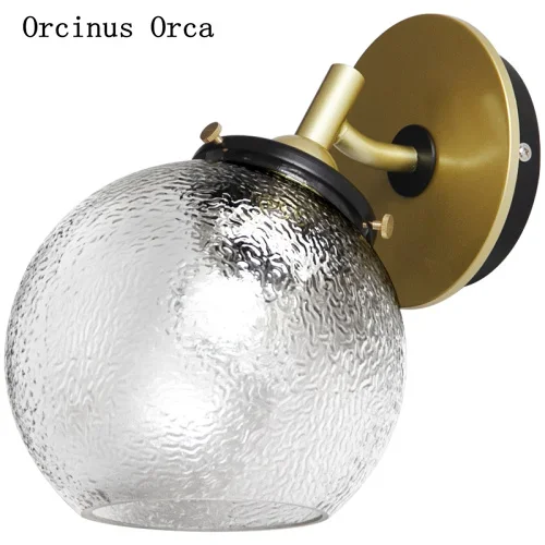 Postmodern creative personality golden wall lamp living room corridor bedside lamp Nordic LED round glass wall lamp