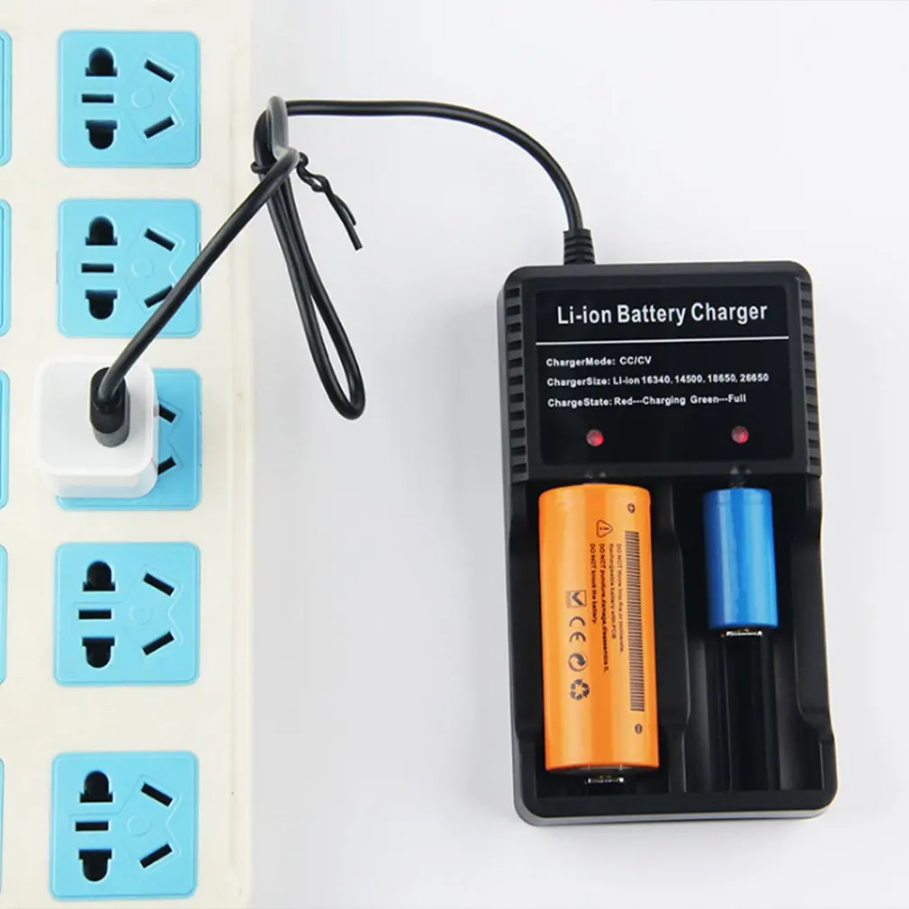 18650 2 Slot Charger Li-Ion Battery 4.2v USB Independent Charging Portable Electronic 18650 26650 14500 16340 Battery Charger