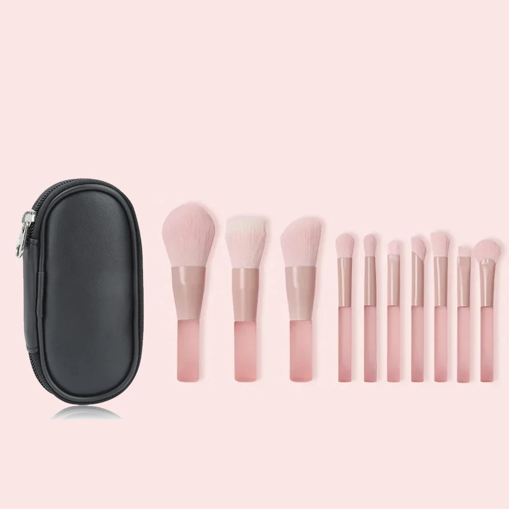 New Mini Makeup Brush Set 10PCS Eyeshadow Loose Powder Brush Travel Portable Soft Hair Makeup Tools