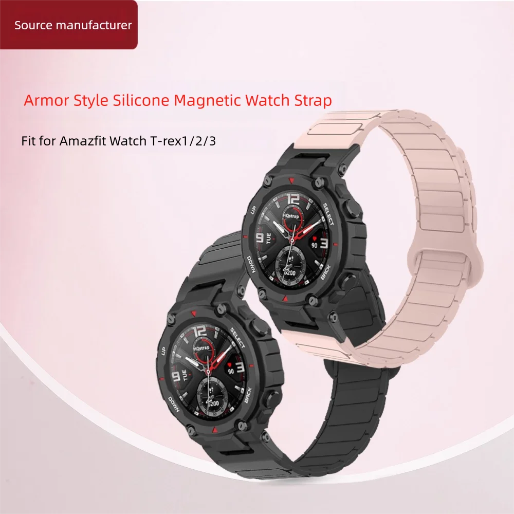 22mm Magnetic Loop Band For Amazfit Watch T-rex 3 2 1 Bracelet Armor Style Quick Release Skin-friendly Silicone Sport Strap