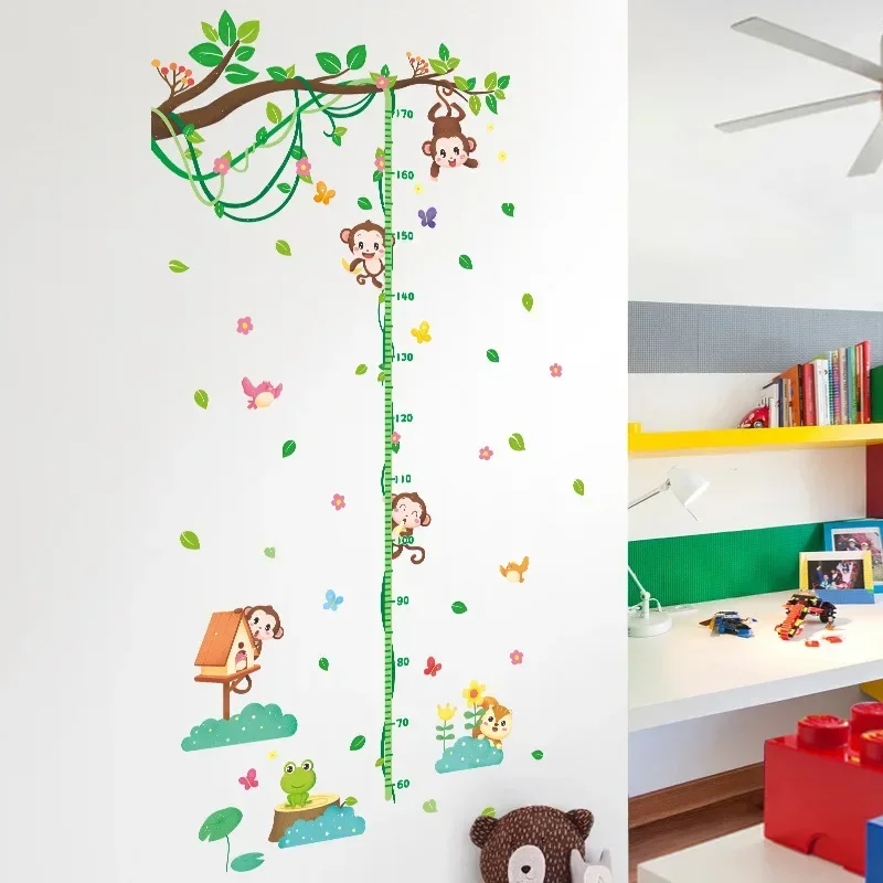 2025 Cute Cartoon Monkey Baby Height Wall Stickers kids Bedroom Living Room Children's Growth Measuring Scale Decorative Wal