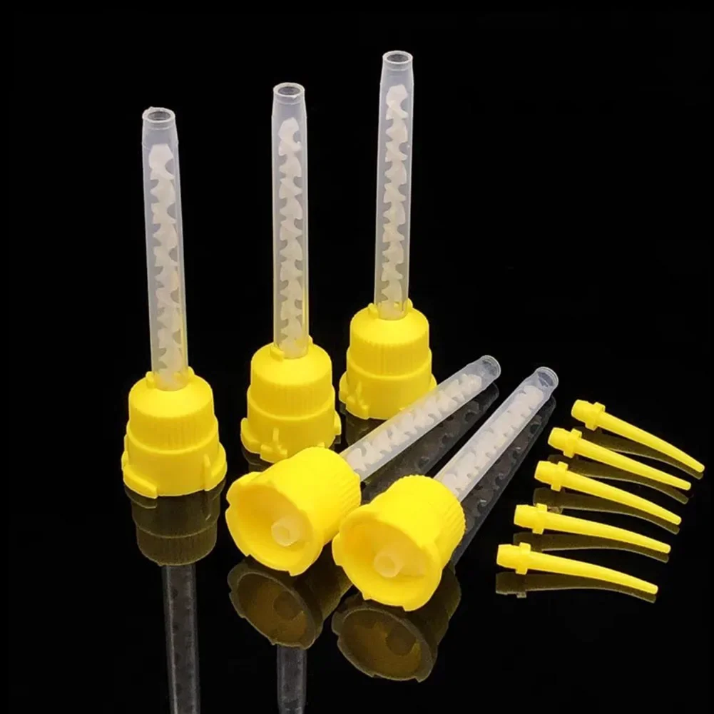 200Pcs Dental Impression Material Dispenser Mixing Tips Disposable Syringe Gun Connect Head Silicone Conveying Buckle Bit Nozzle