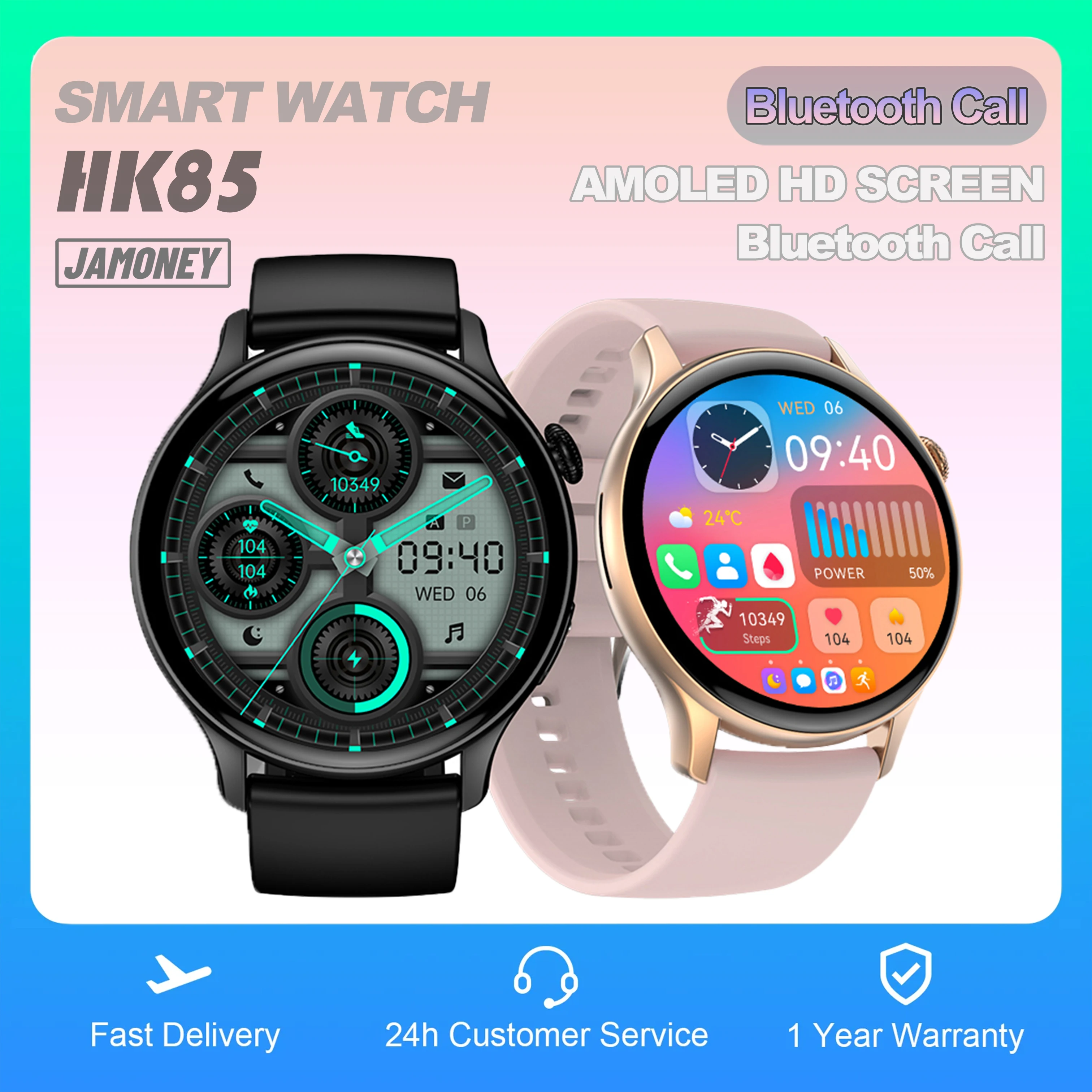 

Smart Watch HK85 AMOLED 1.43" BT Call Health Monitoring Always on Display Men Women Tracking Fitness Sports Smartwatch