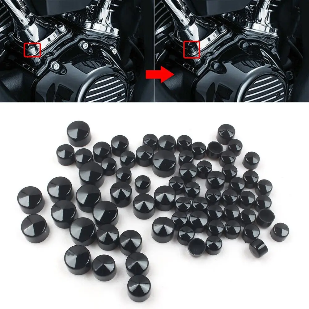 

Black Engine Bolt Cover Caps Kit for Harley Street Glide Road King Softail FLHTK