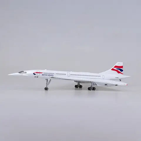 50CM 1/125 Skala Flygplan Concorde Air British Airways Flygbolag Flygplan Resin Flygplan med Ljus Landningsställ Modellleksak 10 best sales konkorde - №8