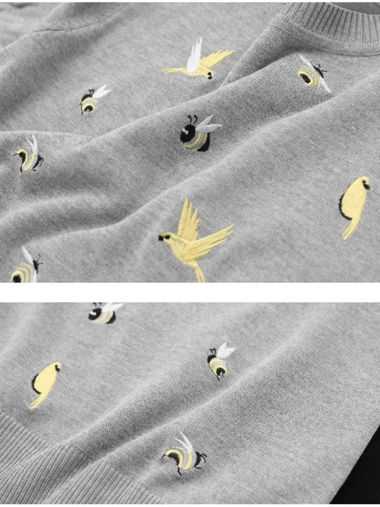 Factory Direct Summer New Style Round Neck Bird Embroidery Short Sleeve T Shirt Women Casual Comfortable T-shirt B-001 image 6