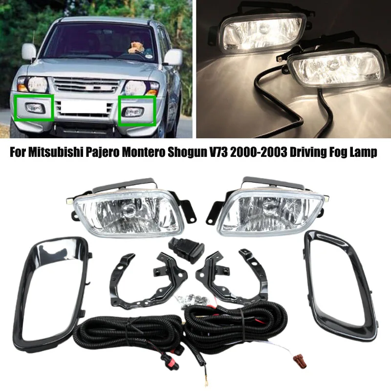 Front Bumper Fog Light Assembly Kit For Mitsubishi Pajero Montero Shogun V73 2000-2003 Driving Fog Lamp  Push-button Switch