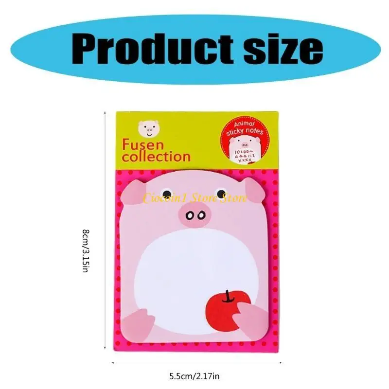 A3PC 10 PCS Lovely Stickier Motos Pad Cartoon Animal Stickier Note Note Note Pad para escuela