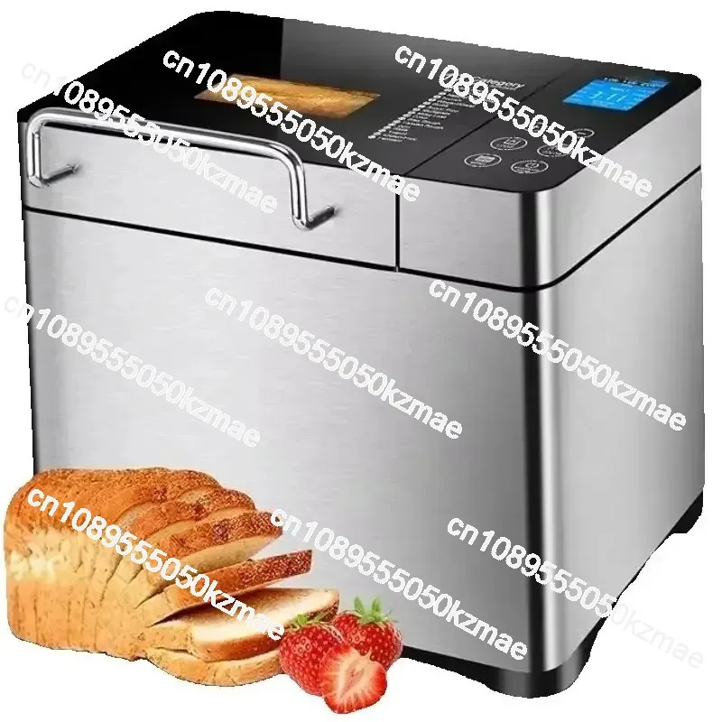 Household bread machine baking appliance 2-pound stainless steel with LED display screen intelligent cooking program