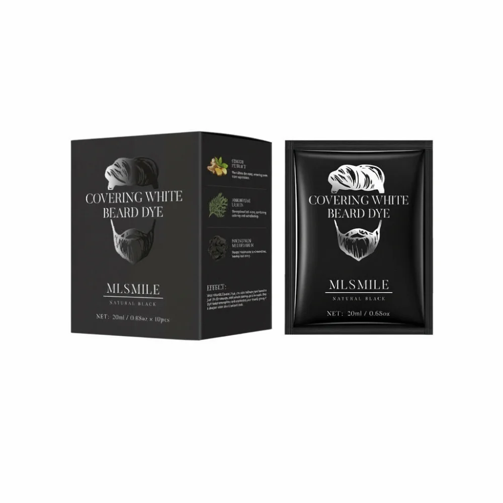 10pcs/Box Beard Tint Instant Blackening Men's Beard Dye DIY Coloring Color Tint Beard Dye Cream Nature Facial Hair Color Cosplay