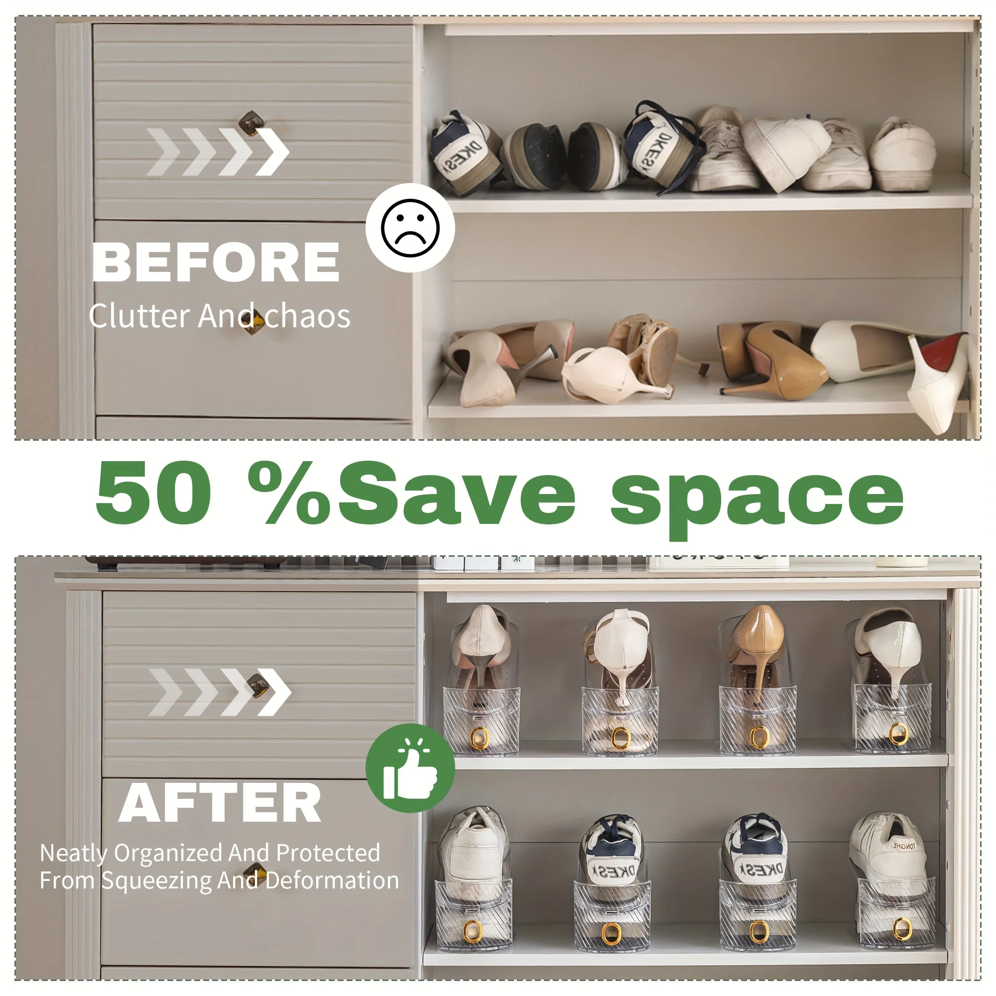 Double-Layer Adjustable Shoe Rack Shoe Box Shoe Storage Holder Adjustable Shoe Cabinet Divider Shelf Anti-Slip Shoe Organizer