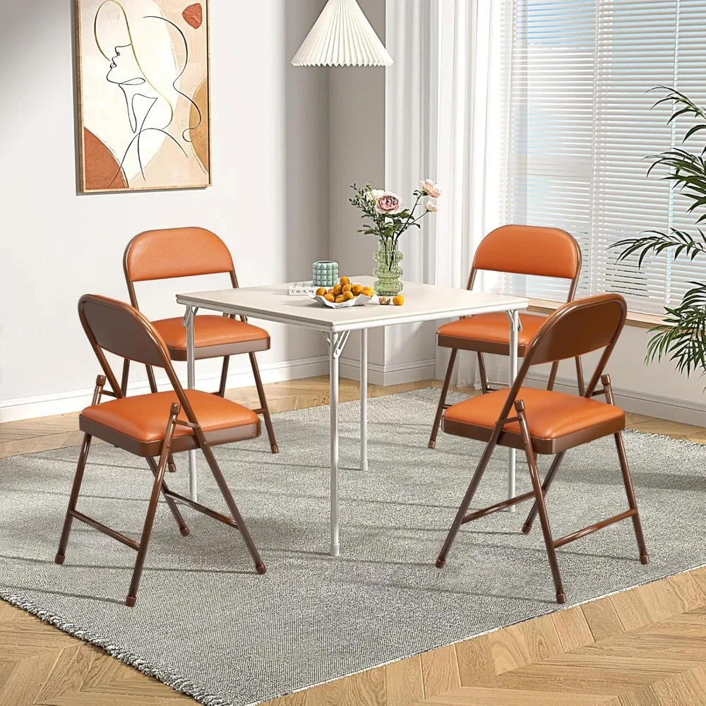 

4-Pack Padded Folding Chairs: Upholstered Cushion & Back, Stackable for Indoor/Outdoor & Commercial Use​