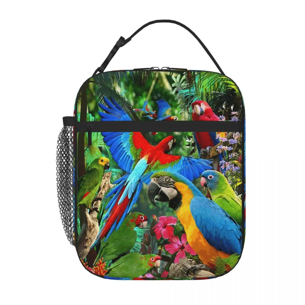 Bestselling Parrots Throw Industrial Style Insulated Snack Tote Airport Travel Food Tote Bag