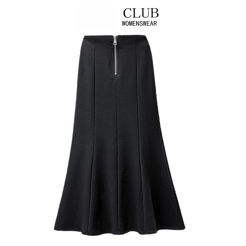 

Fashionable High Waist Elastic Fish Tail Midi Skirt Women's Summer Design Sensation Little Black Dress plus Size Half Body Skirt